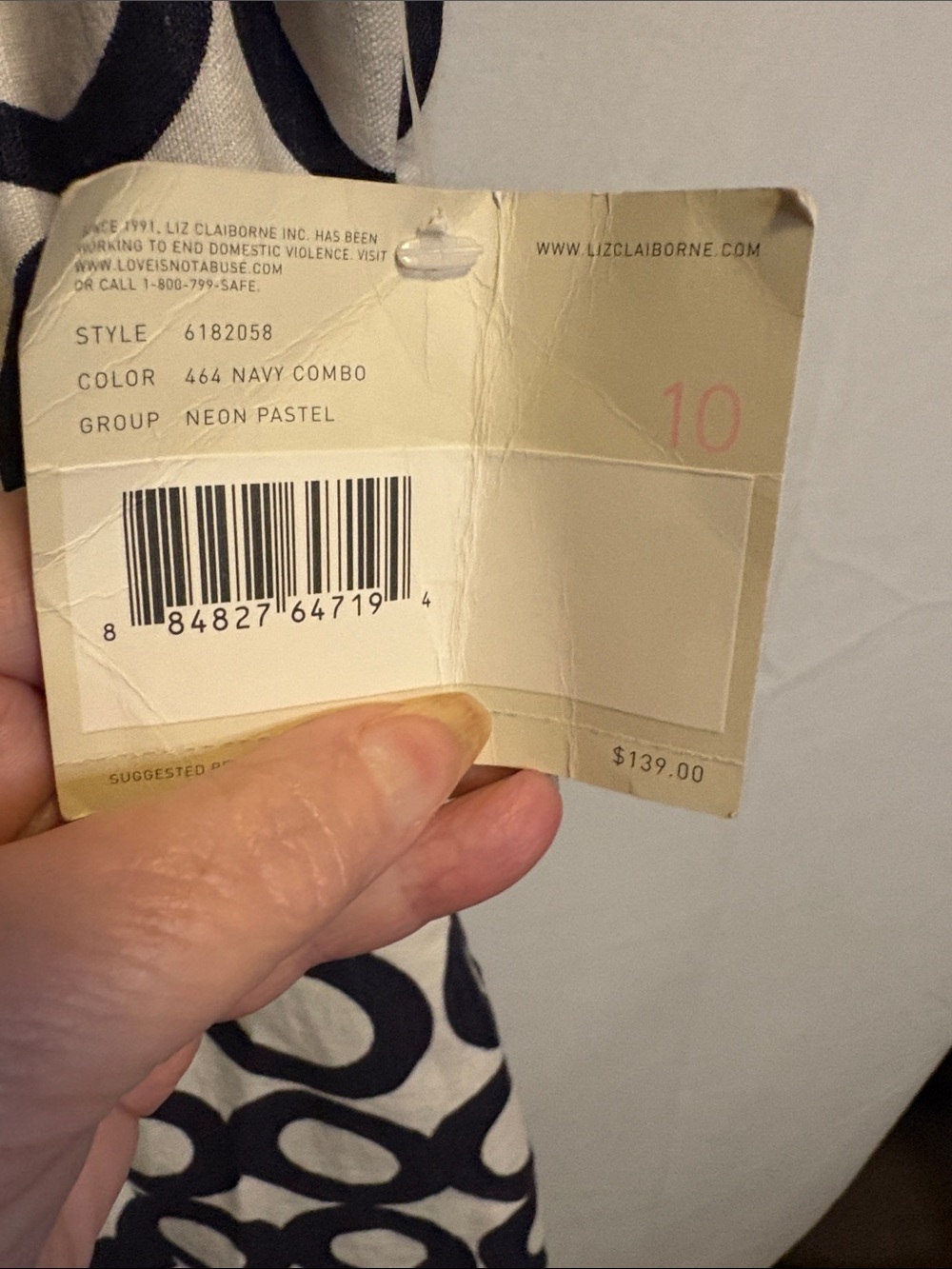 Liz Claiborne Navy & White Circle-Print Sleeveless Shift Dress nwt - Picture 3 of 12